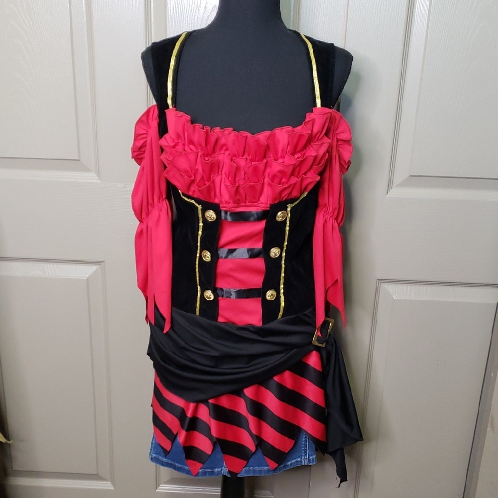 Red and Black Pirate Costume Top